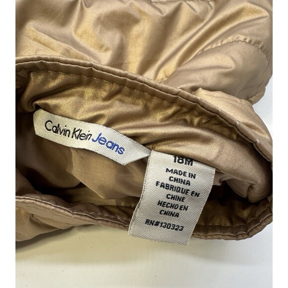 Calvin Klein Puffer Vest 18M Infant Toddler Metallic Gold Bronze Color - Picture 4 of 11